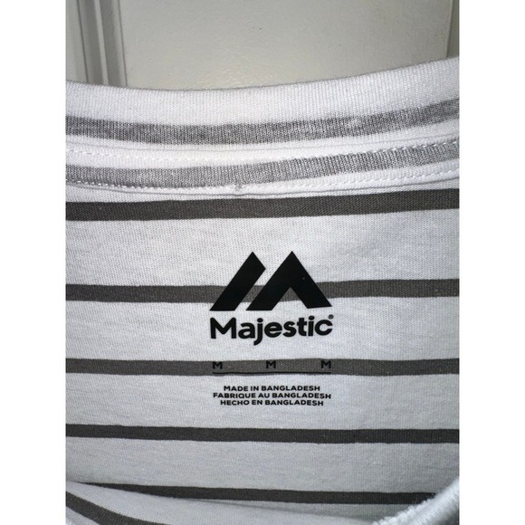 New WOMENS  majestic 47 KANSAS CITY ROYALS BLUE COED STRIPE SHORT SLEEVE SCOOP M - Picture 6 of 9